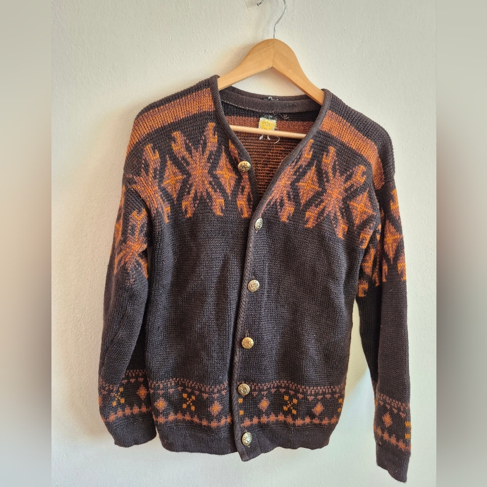 Vintage 100% Merino Wool Cardigan By Ren Dale Fits Womens Small Or Medium